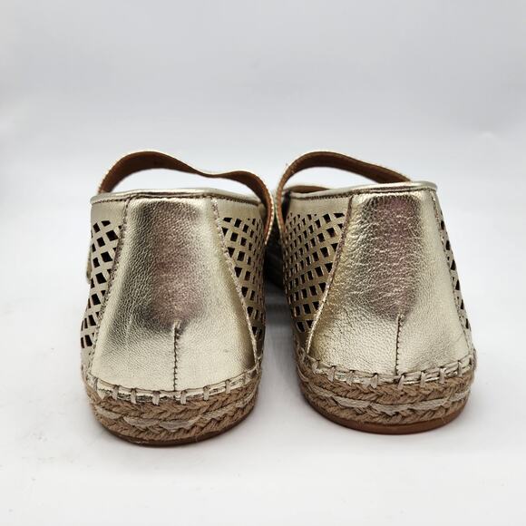 Gentle Souls Sienna Mary Jane Espadrille Ballet Flats Gold Metallic Leather 8M - Picture 5 of 7